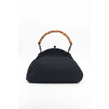 Gucci By Tom Ford Bamboo Top Handle Black Canvas